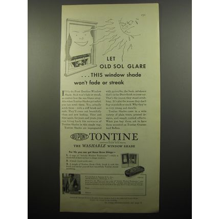 1932 Du Pont Tontine Window Shade Advertisement - Let old sol glare