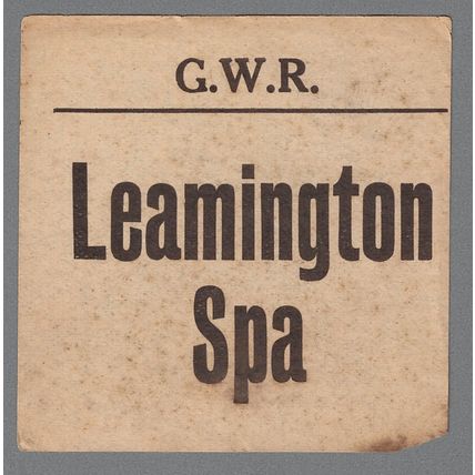 GREAT WESTERN RAILWAY LUGGAGE LABEL - LEAMINGTON SPA (Lwr case, 2 Lines)