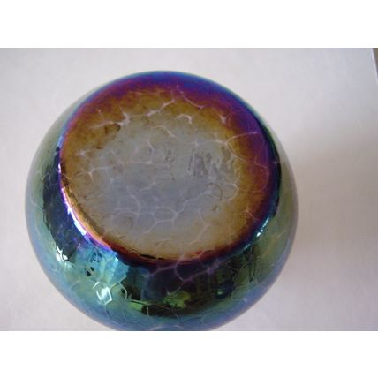 Vintage Heron Glass Small Posy Vase Iridescent Blue Tones