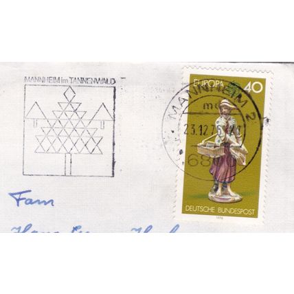 Mannheim Postmark + slogan Germany 1976 on Europa 40pf VGC