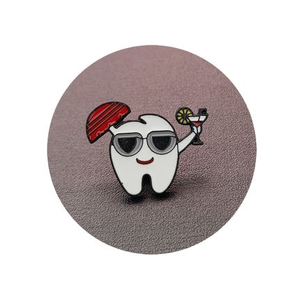 Tooth Enamel Pin Badge Cartoon Style Lapel Holiday 2 cm X 2.8 cm Comic Fun BA84