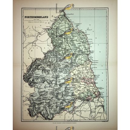 Northumberland, England, Map, Book Illustration (Print), 1895