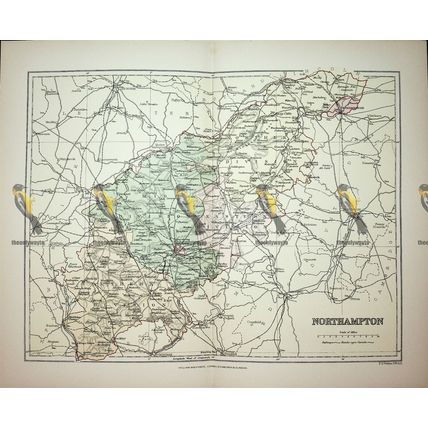 Northampton, England, Map, Book Illustration (Print), 1895
