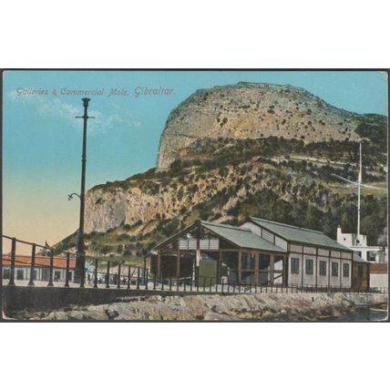 Galleries & Commercial Mole, Gibraltar, c.1910 - Benzaquen & Co Postcard