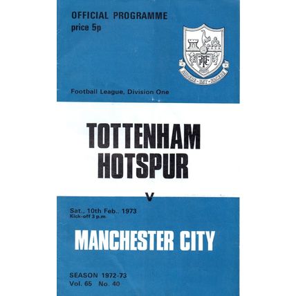 1972/73 Tottenham Hotspur / Spurs vs Man City **FREE P&P**