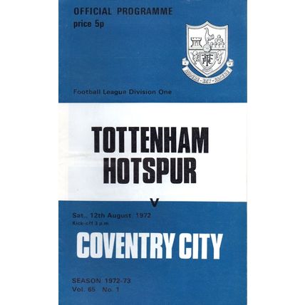 1972/73 Tottenham Hotspur / Spurs vs Coventry City **FREE P&P**