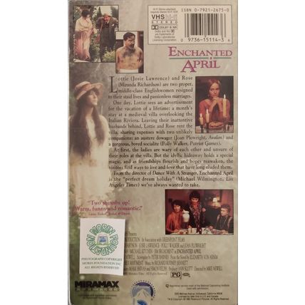 "NEW SEALED ENCHANTED APRIL VHS VIDEO MIRANDA RICHARDSON JOAN PLOWRIGHT