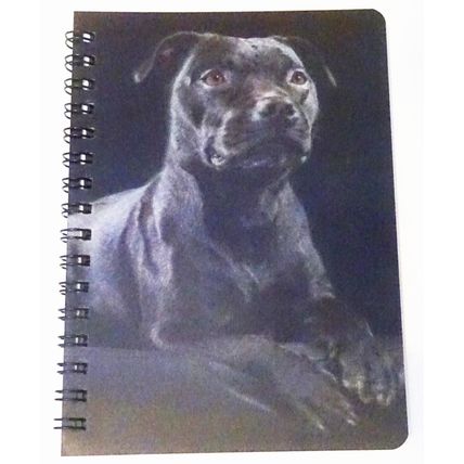 Black Staffordshire Bull Terrier laying down amazing 3D Notebook