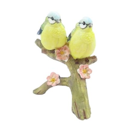 Figurine Bluetit Birds on a Blossom Branch 9 CM Home Decor Ornament Gift Collect
