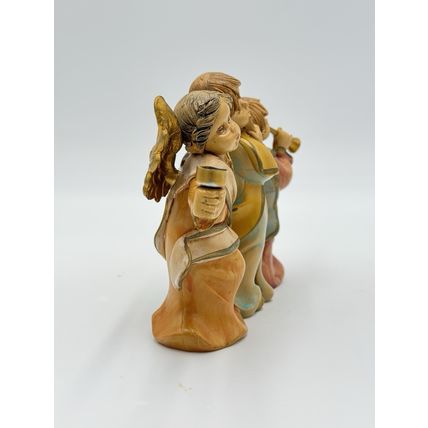 FONTANINI Italy 5" MUSIC CHERUB ANGELS Candle Holder #5570 PVC Painted Figurine
