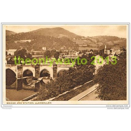 BRIDGE & STATION, LLANGOLLEN, WALES, 1942, Postcard