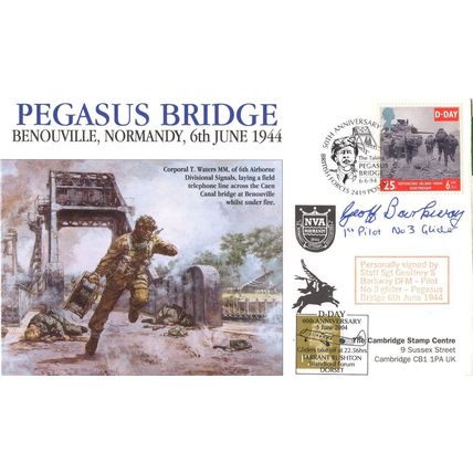 Geoffrey Barkway Pegasus Bridge D-Day WW2 LTD TO 66 Hand Signed FDC