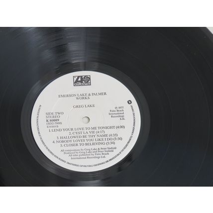 EMERSON LAKE AND PALMER, WORKS TRIFOLD DOUBLE VINYL LP.