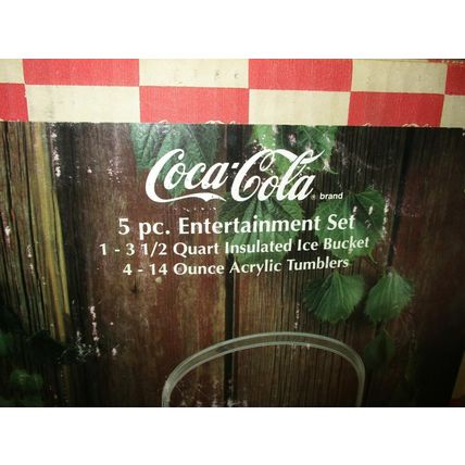 Coca Cola 5pc. Drinkware Set Ice Bucket & Tumbler Set New Old Stock