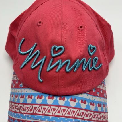 Disney Parks Minnie Mouse Youth Hat Coral Pink Heart Cap Adjustable Kids