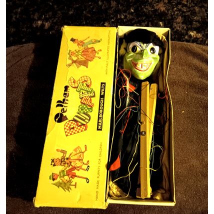 Old Pelham Green Wicked Witch Marionette Puppet W/Box 1960s (Made In England)