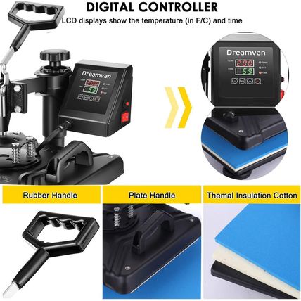 5 in 1 Heat Press Machine for T Shirts Heat Transfer Machine12 X 15" Swing Away