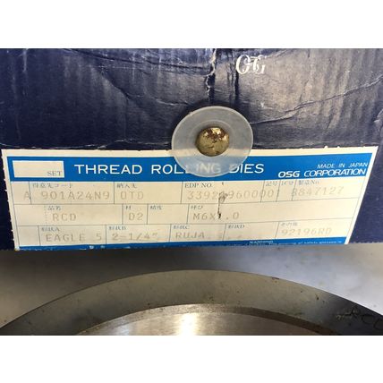 OSG RCD92196 EAGLE RECISION THRED ROLLING DIE M6 X 1.0,5 X 2-1/4" START-30,TK