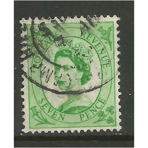 GB 1956 QE2 7d Bright Green wilding Wmk 165 SG 549 .(T989 )