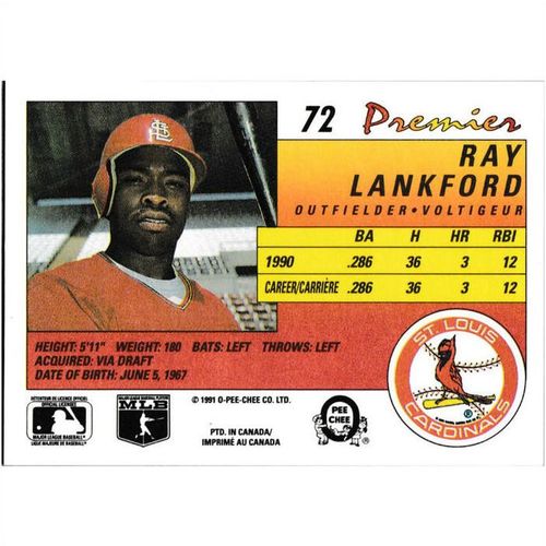1991 O-Pee-Chee Premier - #72 - Ray Lankford