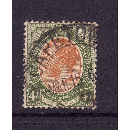 SOUTH AFRICA 1913 SG 10 4d ORANGE YELLOW AND OLIVE GREEN FINE USED#2