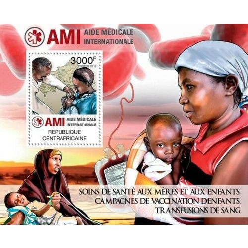 CENTRAL AFRICA 2012 SHEET MNH INTERNATIONAL MEDICAL AID AMI AIDE MEDICALE 1A