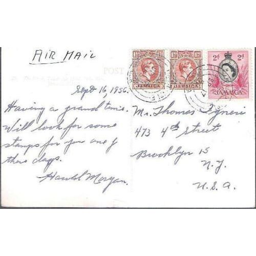 Ocho Rios, Jamaica - Beach, Tower Isle Hotel - postcard, stamps 1956 pmk