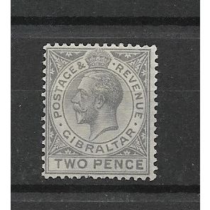 Gibraltar.SG93 2d Grey.Variety Unchecked.Mounted Mint.Nov19