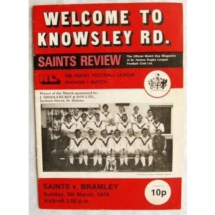 1978 programme St. Helens v. Bramley