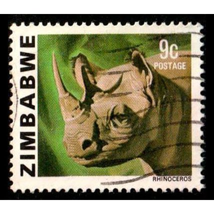 Africa Zimbabwe 1980 Animal Rhinoceros 9c Used Stamp.