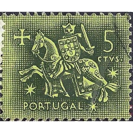 PORTUGAL, King Dinis, horseback, green-yellow 1953, 5c