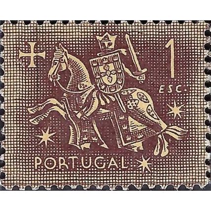 PORTUGAL, King Dinis, horseback, brown 1953, 1Esc
