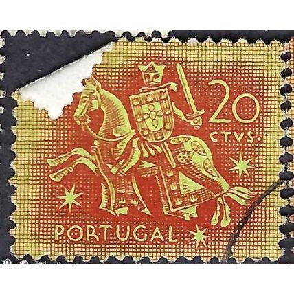 PORTUGAL, King Dinis, horseback, orange 1953, 20c