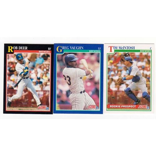 Lot of Three Brewers 1991 Score cards- #248 Deer, #528 Vaughn, #347 McIntosh