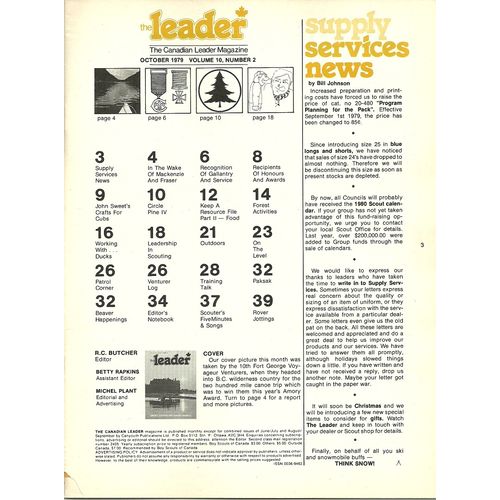 Scouts Canada Leader Magazine October 1979 Volume 10 Number 2 Amory Adventure