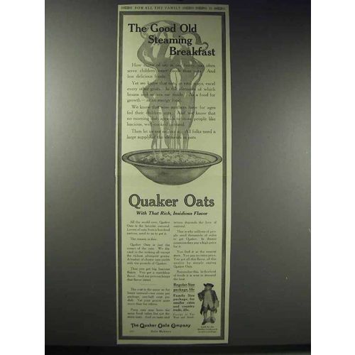 1914 Quaker Oats Ad - The Good Old Steaming Breakfast