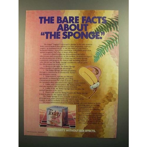 1984 Today Vaginal Contraceptive Sponge Ad - Bare Facts