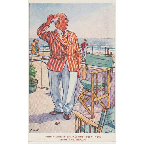 GB circa 1910 Just a Stones throw from the Beach by Valentines cartoon Driscoll