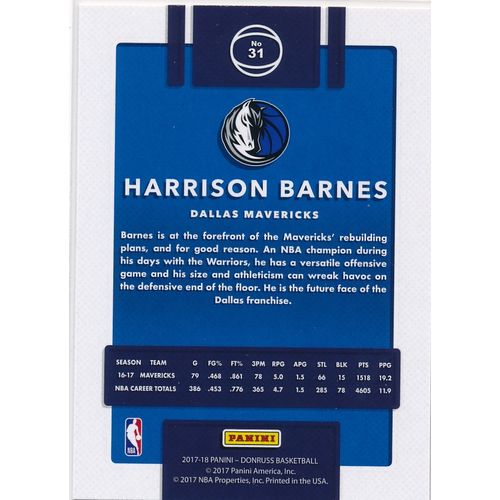 2017-18 Donruss 31 Harrison Barnes Dallas Mavericks