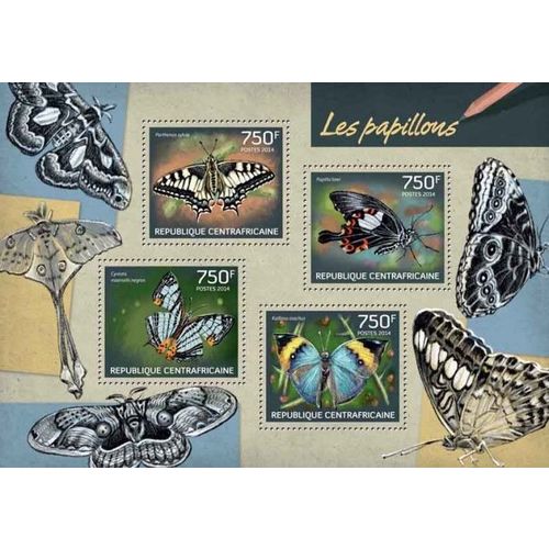 CENTRAL AFRICA 2014 SHEET MNH BUTTERFLIES PAPILLONS SCHMETTERLINGEN FARFALLE 2