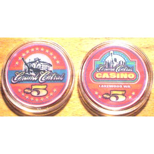 Grand Central $5. CASINO CHIP - Lakewood, Washington - 2003