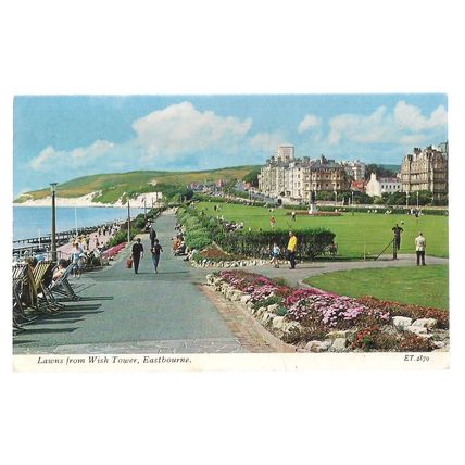 LAWNS FROM WISH TOWER, EASTBOURNESUSSEX used postcard by Charles Skilton 1971 =