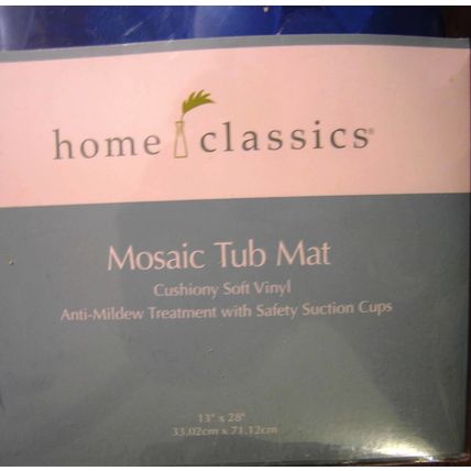 NEW HOME CLASSICS MOSAIC ROYAL BLUE RUBBER CUSHIONY SOFT VINYL BATH TUB MAT