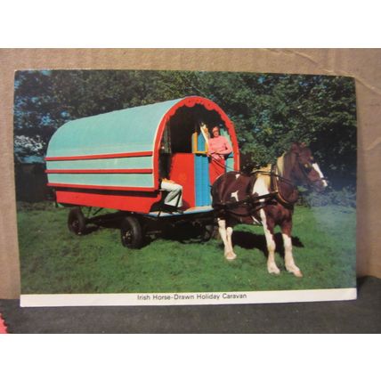 IRISH HORSE-DRAWN CARAVAN, IRELAND. used postcard 1974 pm #