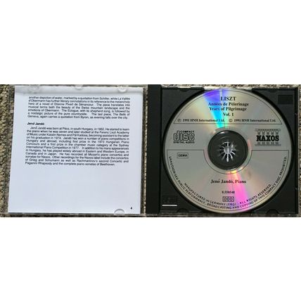 CD Liszt YEARS OF PILGRIMAGE Vol 1 First Year Switzerland Jeno Jando, Piano
