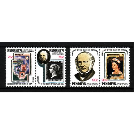 COOK IS PENRHYN IS 1979 ROWLAND HILL SG 128 / 131 SET 4 VALS U/M MINT