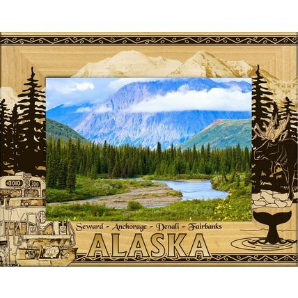 Alaska Cities Laser Engraved Wood Picture Frame Landscape (5 x 7)