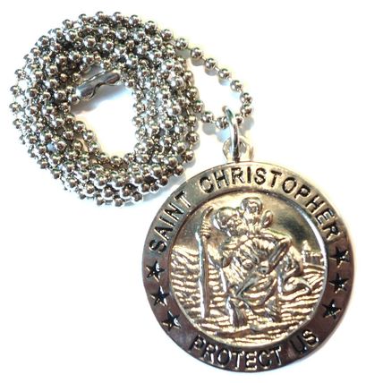 NEW St. Christopher Metal Necklace Pendant Patron Saint of Travel Lucky Charm