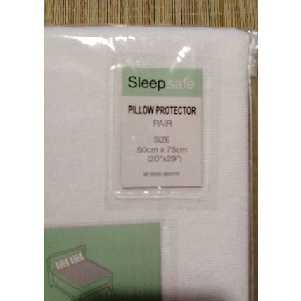 Towelling Pillow Protector Pair Waterproof 50cm x 75cm Sleep Safe