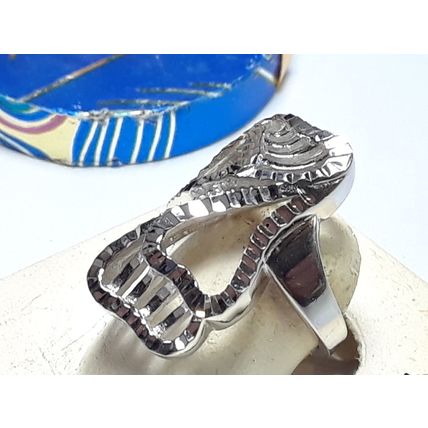 Round .08cttw graduated CZ Double open Heart Etched Sterling Silver Ring #18519